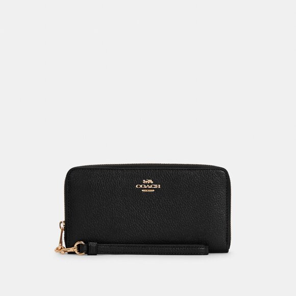 Coach Gold/Black Long Zip Around Wallet - Picture 2 of 5